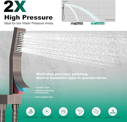 Longriver S200 Shower Faucet Set, Shower System High Pressure 10 Inches Rainfall Shower Head with Handheld Spray, Wall Mounted Shower Fixtures with Shower Valve and Trim Kit, Oil Rubbed Bronze