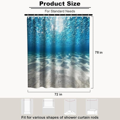Modern Ocean Nautical Shower Curtain Summer Luxury Tropical Funky Nature | Trendy Shower Curtains for Bathroom, Waterproof Bath Curtain with Hooks Machine Washable Bathtub Curtains 72x78 Inch Blue
