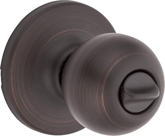 Kwikset Polo Interior Privacy Door Knob with Lock, Door Handle For Bathroom and Bedroom, Venetian Bronze Keyless Turn Lock Doorknob