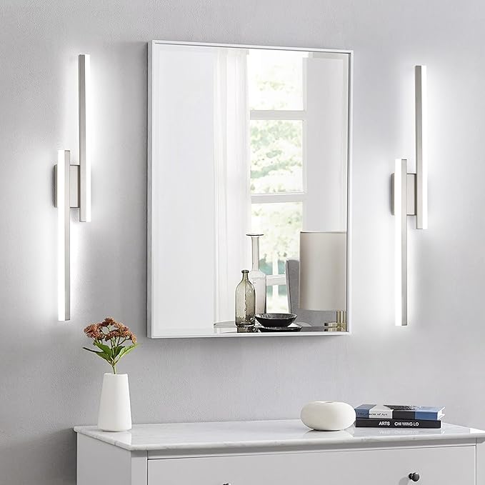 36in Vanity Lights,36W 2500LM Modern Brushed Nickel Vanity Light Bathroom Lighting Fixture Over Mirror, Dimmable LED Bathroom Light Fixture 5000K Cool White Vanity Light Bar -2 Light