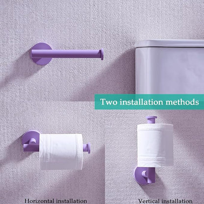 Bathroom Hardware Set,Purple 5 Pieces Bathroom Towel Bar Set,24 inch Towel Bar,Towel Ring for Bathroom,Robe Towel Hooks,Toilet Paper Holder Wall Mounted(Drilling),SE96006S-5PP