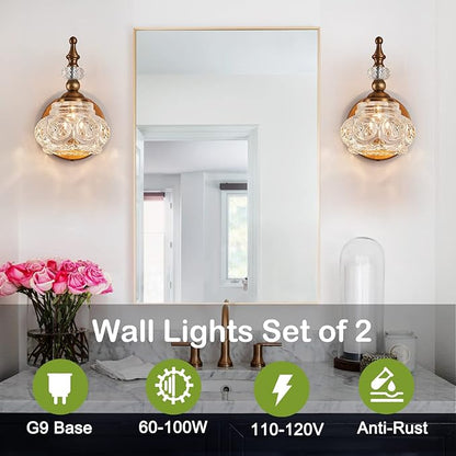 2-Pack 4.7 inch Wall Sconces Brass Bathroom Wall Light Fixtures, Spray Painting Process Modern Durable Vanity Lights for Bathroom Bedroom Living Room