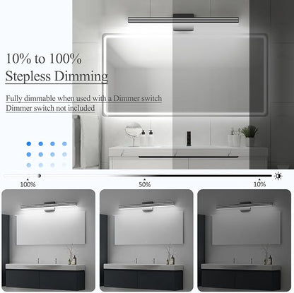 Ralbay Modern Black Bathroom Light Fixtures 5 Color Temperature Dimmable 31.5inch 30W Acrylic LED Black Bathroom Vanity Lighting Fixtures Over Mirror