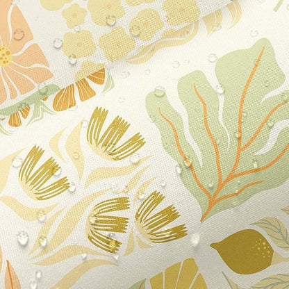 JAWO Cute Boho Floral Shower Curtain, Vintage Yellow Abstract Floral Retro Aesthetic Shower Curtain for Bathroom, Funky Unique Waterproof Fabric Polyester Bath Curtains Decor with Hooks,70Wx75H