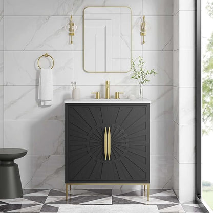Modway Awaken Bathroom Vanity Cabinet, 30", White Black