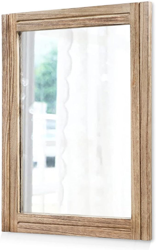 AAZZKANG Rustic Mirror for Wall with Rectangle Wood Framed Decorative Hanging Mirrorrs Large 20"x16"for Bedroom Bathroom Living Room Dressing Room