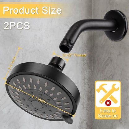 AISOSO Shower Head 2PCS, High-Pressure Showerhead 4.1",Oil Rubbed Bronze