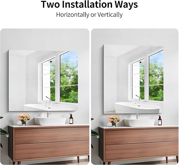 KOCUUY Large Frameless Mirror,36x40 Inch Rectangle Bathroom Vanity Mirror for Over Sink, Upgraded Shatterproof Unframed Design