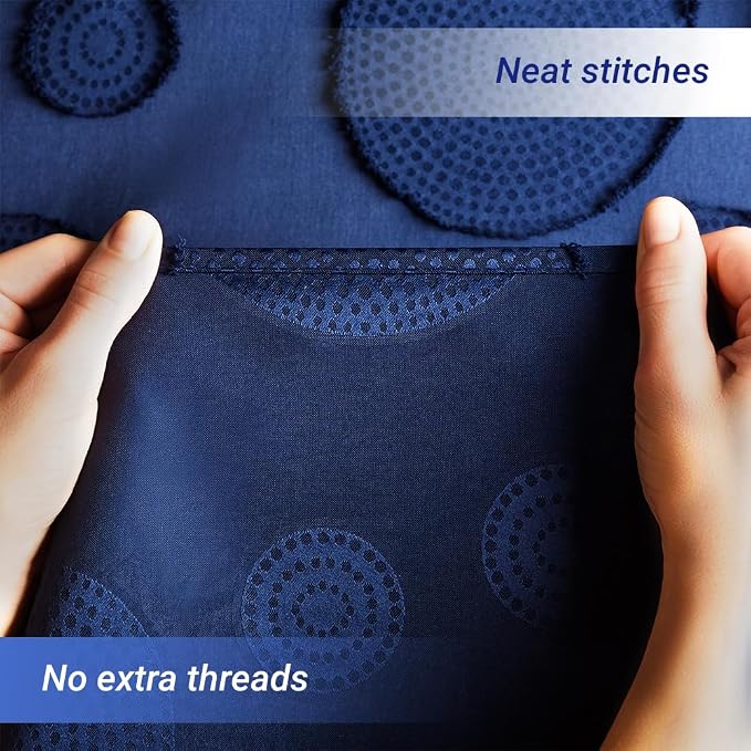 Waterproof Fabric Shower Curtain for Bathroom - Washable, 72"x72", Boho Style, Textured Jacquard, Hotel Quality, 12 Metal Hooks, Navy Blue