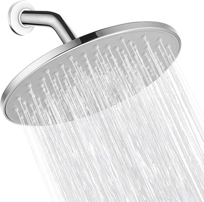 Waterfall Showerhead VMASSTONE High Pressure Showerhead - Tool Free Installation- with Large Spray Surfaces and 200 Nozzles for Delicate and Unstimulate Shower Experience (EM-001 Chrome/Light Grey)