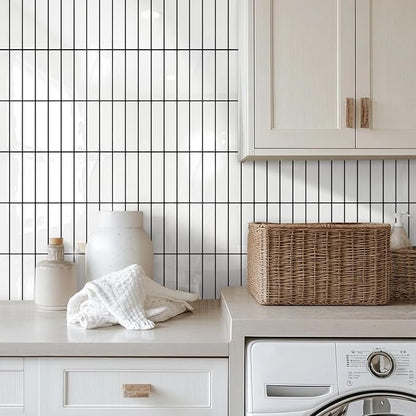3D Peel and Stick Backsplash Tiles, 10 Pcs 12" x 12", White | Glossy Vinyl Backsplash Sticker for Renter Friendly Kitchen Bathroom DIY Wall Makeover, Cover 10 sq ft，Removable，Waterproof