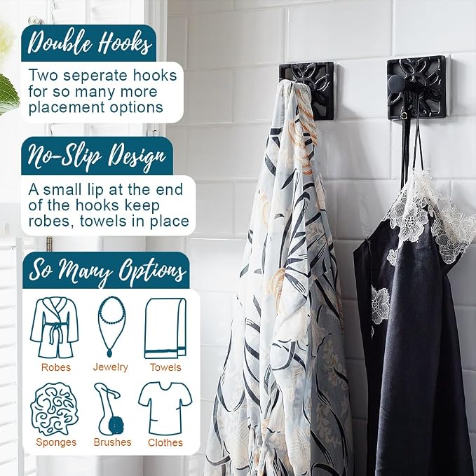 Autumn Alley 5 PC Matte Black Modern Bathroom Accessories Set, Wall Mounted - Towel Rack, Hand Towel Ring, Industrial Toilet Paper Holder, and 2 Towel Robe Hook for Bathroom Hardware Set
