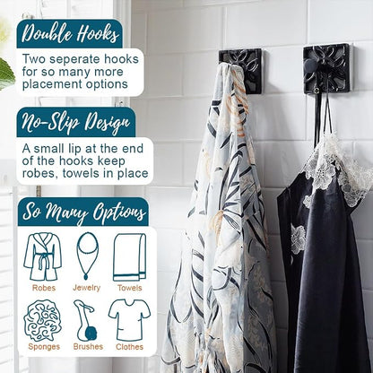 Autumn Alley 5 PC Matte Black Modern Bathroom Accessories Set, Wall Mounted - Towel Rack, Hand Towel Ring, Industrial Toilet Paper Holder, and 2 Towel Robe Hook for Bathroom Hardware Set