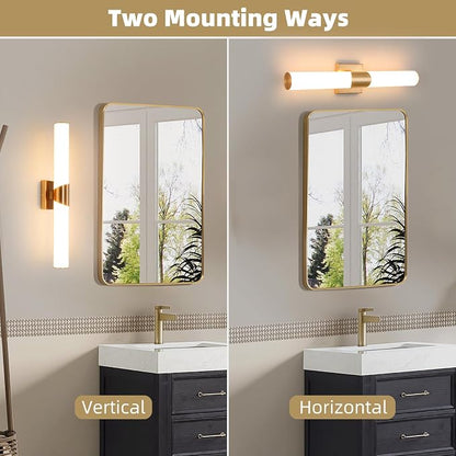 22" Gold Bathroom Vanity Lights, Wall Sconce with Acrylic Shade | Modern Wall Light for Bathroom Bedroom Living Room Hallway