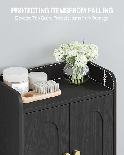 Bathroom Cabinet, Small Storage Cabinet with 4 Doors, Bathroom Organizers and Storage Cabinets with Adjustable Feet. Cabinets Freestanding for Living Room, Kitchen, 7.1"D x 14.6"W x 32.7"H