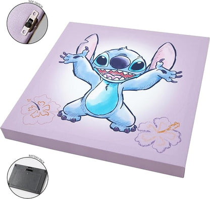 Disney Stitch 4-Pack Canvas LED Wall Art Set,Children’s Hanging Wall Décor for Bedroom & Playroom, Each Piece 11" x 11"