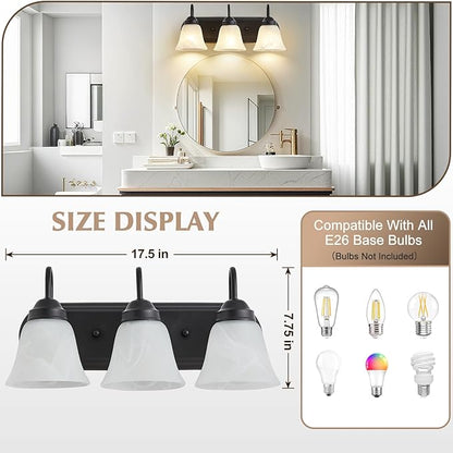 Bathroom Light Fixtures Over Mirror, Black 3 Light Vanity Light for Bathroom Vintage Lighting Fixtures Wall Lamp Vanity Lights Apply for Mirror Living Room Cabinet Bedroom