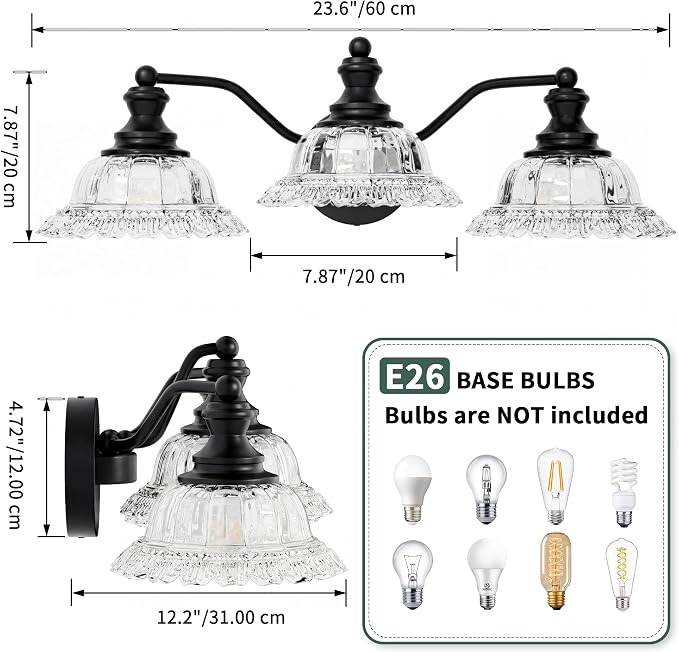 Farmhouse Vanity Lights for Bathroom Light Fixtures Black Vanity Lights 3 Light Bathroom Light Fixtures