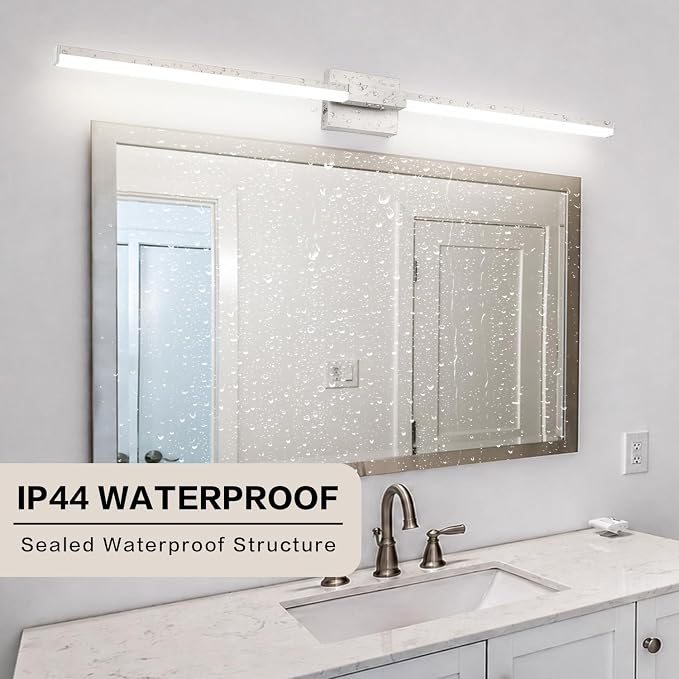 SOLFART Vanity Lighting Fixtures 48-Inch: Brushed Nickel Dimmable Bathroom Light Fixtures Over Mirror, Built-in Dimmer, Thickened Aluminum Body, 360 Degree Rotation, ETL IP44