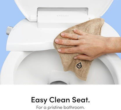 TUSHY Wave Non-Electric Bidet Toilet Seat | Sleek Elongated Design, Quick-Release for Easy Cleaning | DuoFlow Front & Rear Wash, Soft-Close Lid, Self-Cleaning Nozzle, 10-Min DIY Install, Platinum Knob