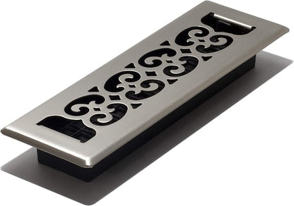 Decor Grates SPH210-NKL 2 10-Inch Scroll Floor Register, 2x10, Brushed Nickel Finish