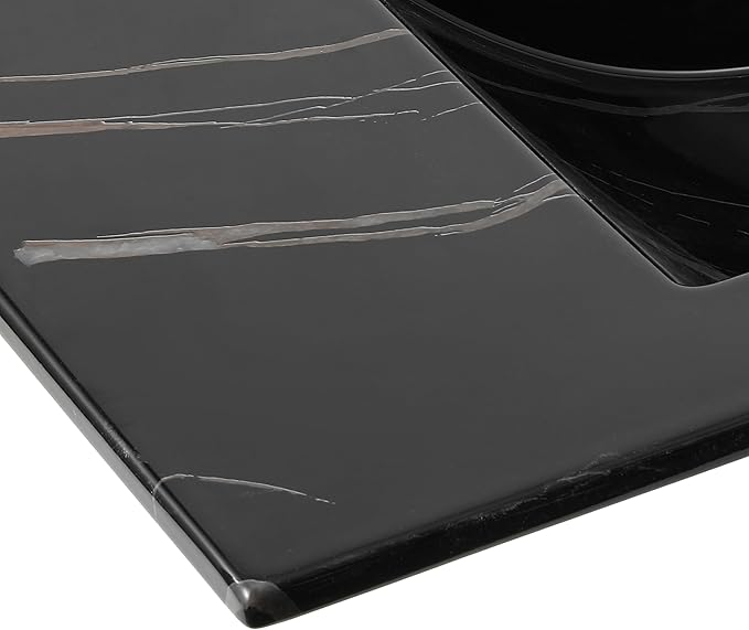 JONATHAN Y SNK1003D Ancillary 3-Hole 36 in. W x 18.25 in. D Classic Contemporary Rectangular Ceramic Single Sink Basin Vanity Top, Black Marble Effect