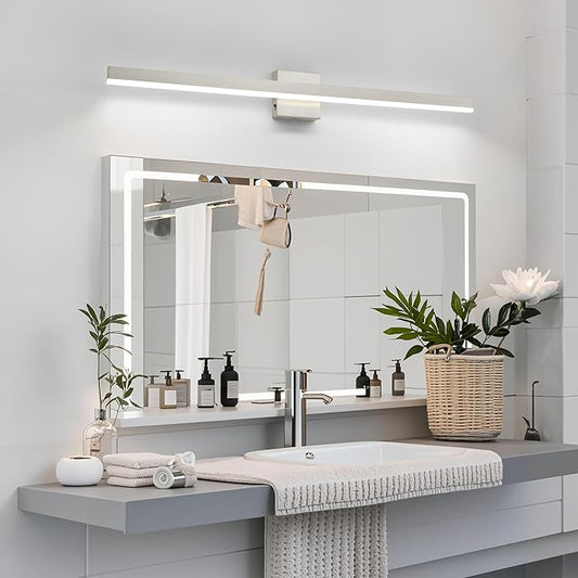 Nickel Bathroom Vanity Light 39.4 inch, 30W Dimmable 5CCT LED Bathroom Light Fixture Over Mirror Restroom-ETL Certificated