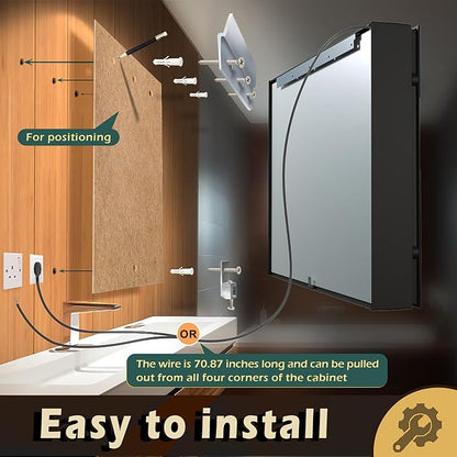 30x28 Inch Two Doors Aluminum LED Bathroom Medicine Cabinet with Mirror | Light Adjustment, Anti-Fog, Sockets&USBs, High Capacity, Easy to Install