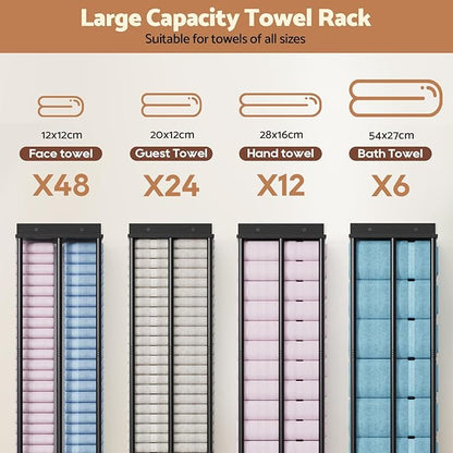 Bathroom Towel Storage, Black Bathroom Towel Holder, Wall Mounted 3 Bar Towels Racks Shelf Towels Organizer for Rolled Towels, Modern Storage Rack Organizer for RV, 34inch