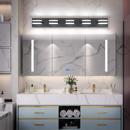 SOLFART Black 5 Light Bathroom Vanity Lights Over Mirror LED Modern Vanity Lights for Bathroom 5 Lights ETL Listed