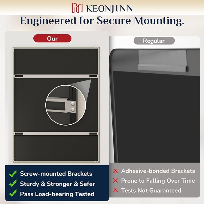 Keonjinn 55 x 30 Inch Brushed Nickel Large Bathroom Mirrors for Over Sink | Metal Frame, Rectangular Mirrors for Wall, Anti Rust, Rustic Bathroom Vanity Mirror, Safety HD Tempered Glass, Square Corner
