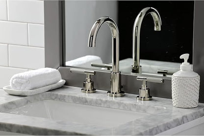 Fauceture FSC8929CKL Kaiser Widespread Bathroom Faucet with Pop-Up Drain, Polished Nickel
