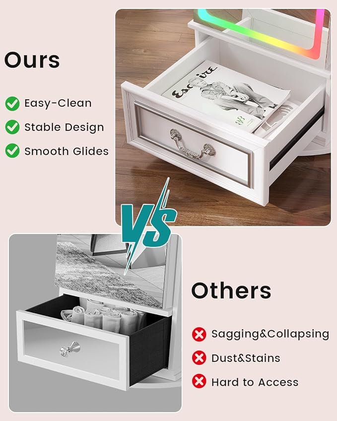 Vlsrka Jewelry Armoire with Full Length LED Mirror, 360° Swivel, White | Standing Mirror with Storage, Lockable Jewelry Cabinet with Touch Screen & RGB Modes for Small Bedroom Spaces, Gift for Women