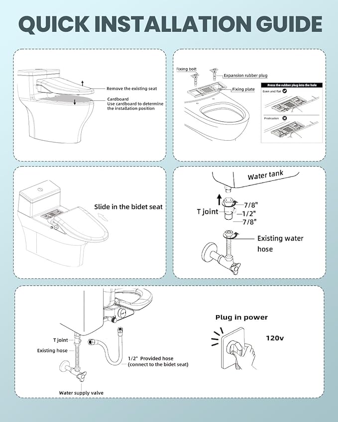 Electric Bidet Toilet Seat Elongated, Heated Toilet Seat with Instant Warm Water & Air Dryer, 6 Wash Modes, Dual Control, Self-Cleaning Nozzle, Soft-Close Lid, Night Light, Eco & Child Friendly