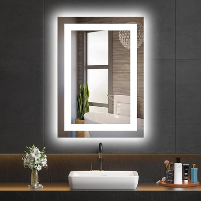 Hivone 28"X20" LED Bathroom Mirror with Lights, Anti-Fog, Dimmable, Backlit + Front Lit, Smart Bathroom Vanity Mirror, Memory Function, Shatterproof, Tempered Glass (Horizontal/Vertical)