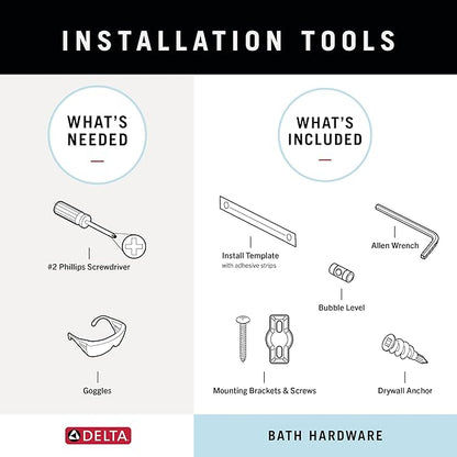 Delta Ashlyn (1-Pack) 24'' Towel Rack for Bathroom Polished Chrome Towel Bar for Bathroom Wall Towel Holder Rod Wall Mounted 76424
