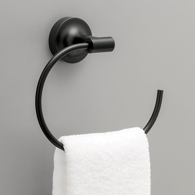 Franklin Brass Voisin (4-Pack) Bathroom Set Matte Black 24" Towel Bar Rack, Toilet Paper Holder, Hand Towel Holder, Hook | Bathroom Accessory Set Towel Holder Hardware Set VOI64-MB