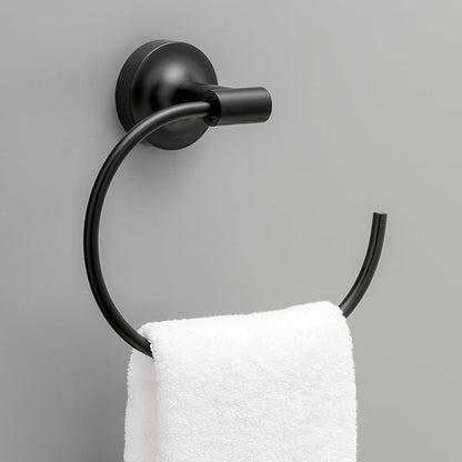 Franklin Brass Voisin (4-Pack) Bathroom Set Matte Black 24" Towel Bar Rack, Toilet Paper Holder, Hand Towel Holder, Hook | Bathroom Accessory Set Towel Holder Hardware Set VOI64-MB