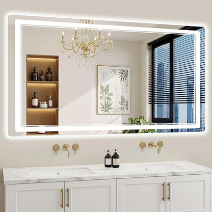 30"x60" LED Bathroom Mirror with Lights, Backlit + Front Lit, Anti-Fog, Lighted Bathroom Mirror for Wall, HD Shatterproof Tempered Glass, Dimmable, Memory Function (Horizontal/Vertical)
