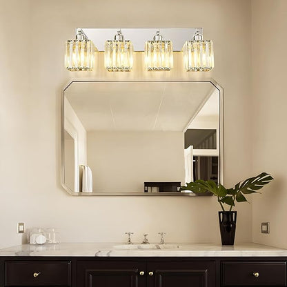 Bathroom Light Fixtures Crystal Modern Vanity Lighting Fixtures 4 Light Chrome Bathroom Vanity Light