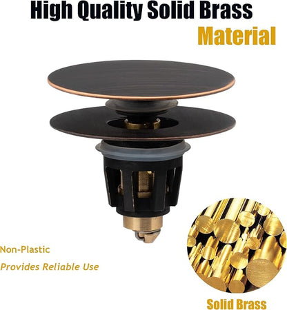 Universal Bathroom Sink Drain Stopper, Fits Most Pop-Up Drains for Vessel Sink Lavatory Vanity, Sink Drain Strainer with Detachable Hair Catcher, Tested by Plumber in US (Oil Rubbed Bronze)