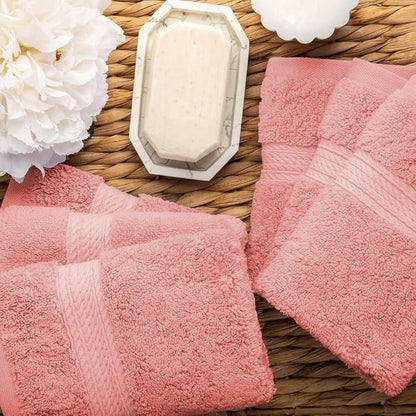 Superior Egyptian Cotton Plush & Absorbent, Face Towel Set of 6, Tea Rose | Quick Dry, Soft Luxury Towel Set, Bath Essentials for Bathroom, Guest Bath, Spa, 2 Piece Face, Madeline Towels