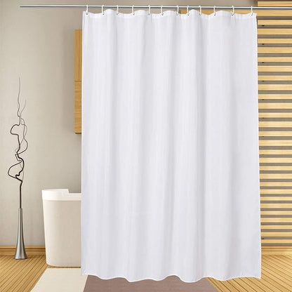 EurCross Long White Shower Curtain Liner 72 x 78 inches, Machine Washable High Grade Water Repellent Fabric Curtain Liner for Shower Bathroom 78 inch Length