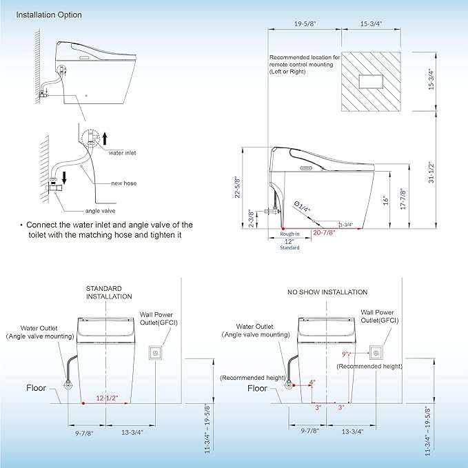 WOODBRIDGE B0960S Auto Flush, Auto Open & Auto Close, 1.28 GPF Single Flush Toilet with Intelligent Smart Seat and Wireless Remote Control, Chair Height