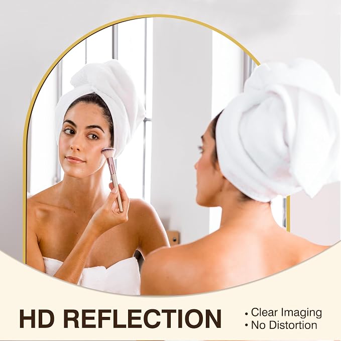 FICTOR 30" x 32" Arched Bathroom Vanity Mirror for Over Sink, Gold | Anti-Rust Metal Framed, HD Tempered Shatter-Proof Glass, Modern Wall Mirror for Entryway, Living Room, Bedroom