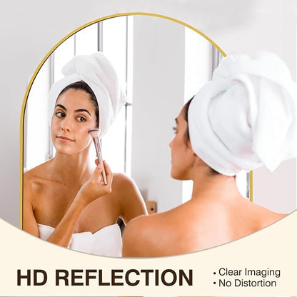 FICTOR 30" x 32" Arched Bathroom Vanity Mirror for Over Sink, Gold | Anti-Rust Metal Framed, HD Tempered Shatter-Proof Glass, Modern Wall Mirror for Entryway, Living Room, Bedroom