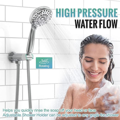 SR SUN RISE Shower Faucet - 16 Inch Multifunctional High Pressure Shower Head System with Handheld Shower Head Fixtures - Valve Included - Polished Chrome