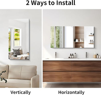 CILIBER Frameless Mirror, 20x40 Mirrors for Wall, Rectangle Bathroom Mirror for Over Sink, Frameless Vanity Mirror with Polished Edge, 3mm Tempered Glass, Hangs Horizontally or Vertically