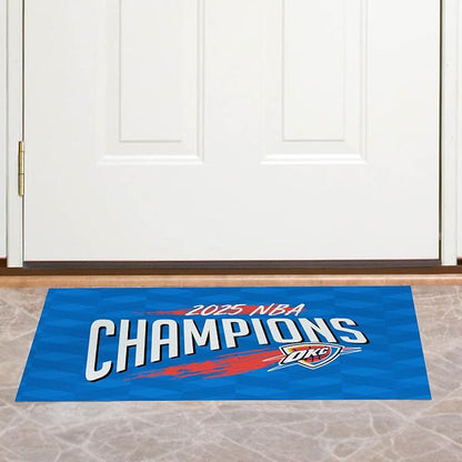 Northwest Oklahoma City Thunder 2025 NBA Champions Worthy Washable Rug, Official 20" x 32" Printed Accent Mat with Non-Slip Backing, Basketball Fan Decor for Entryway, Bathroom, or Laundry Room