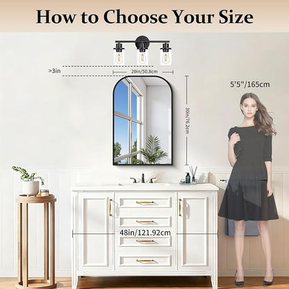 COFENY Bathroom Mirror, 20x30 inch Black Rectangle Wall Mounted Mirror with Thin Frame, Bathroom Vanity Mirrors for Over Sink, Entryway, Living Room, Bedroom